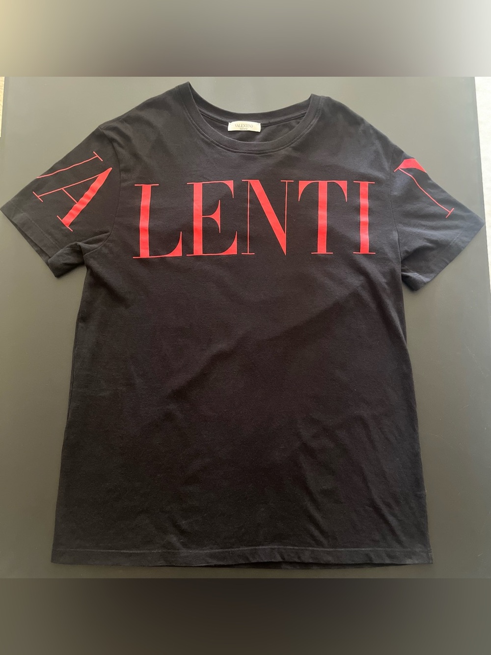 Valentino Garavani Black T-Shirt with Red Logo